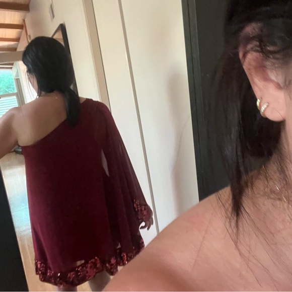 JB by Julie Brown mini one shoulder kaftan with sequin fringe - medium - Picture 5 of 10